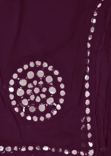 Image of YOUTHQUAKE Plastic Mirror Work Embroidered Chiffon Dupatta for Women & Girls