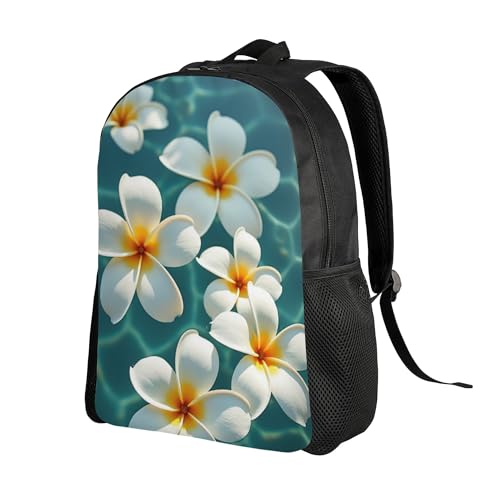 Backpack 16 Inch Large Capacity White Frangipani Flowers Backpack Casual For Travel And Camp2