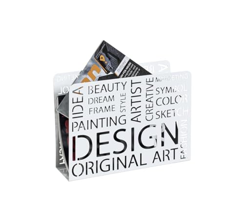 HAKU Möbel Zeitungsständer weiß, Metall - Maße: B 35 cm x H 26 cm x T 10 cm, Style: Modern