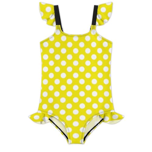 Image of Girls One Piece Swimsuit Polka Dots Ruffles Swimwear Bathing Suits 3-12 Years