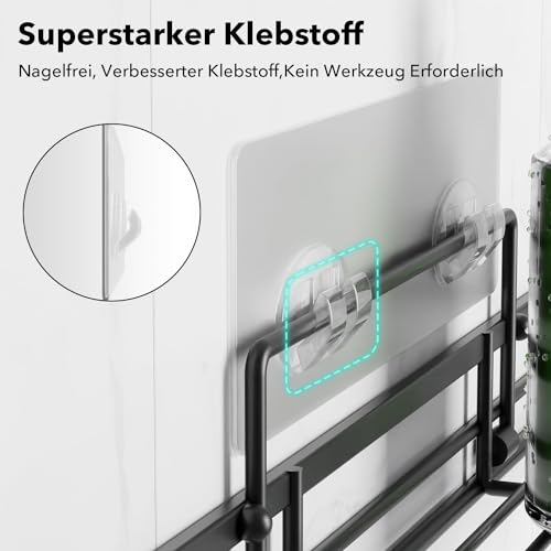 saffruff Duschablage Ohne Bohren 2 Stück Duschregal Duschkorb Badezimmer Organizer, Regal Badregal Shampoo Halterung für Dusche Küche Bathroom, mit 2 Klebeflächen,Edelstahl Schwarz