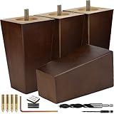 Airy Abode Premium Walnut Square Furniture Legs (Full Install Kit) - Pick Your Size and Color