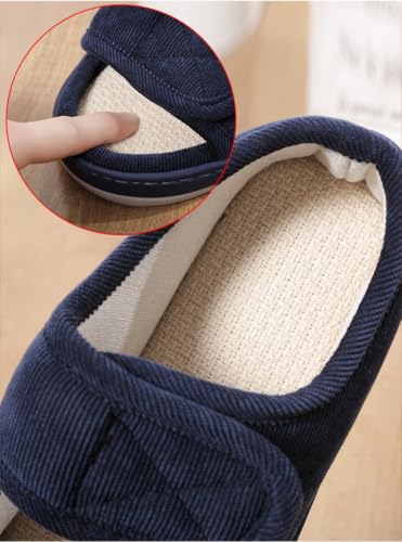 Image of Diabetic Sandals for Men Wide Width Edema Swollen Slippers Adjustable Open Toe Surgical Shoes Anti-skid Breathable Orthopedic Footwear Memory Foam Soft Elderly Sandals