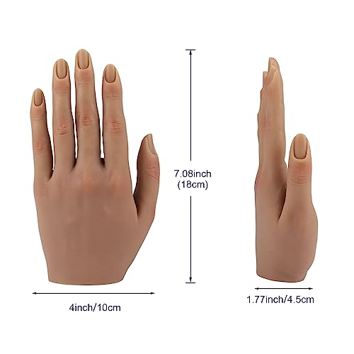 Practice Hand For Acrylic Nails Silicone Female Mannequin Life Size Hand As Nail Practice Hands Sketch Jewelry Ring Glove Watch Display With Nail 18Cm #TOP3