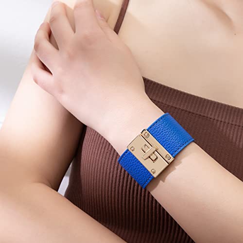 Rantanto Bracelets For Women, Leather Wrap Bracelet For Women, Casual Handmade Leather Cuff Fashion Bangle Bracelet (Royal Blue) #TOP5