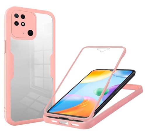 Custodia Protettiva 360° Per Xiaomi Redmi 10C - Cover Antiurto Rosa Con Protezione Schermo Incorporata, TPU E PC Trasparente - 3