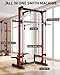 Garvee Smith Machine, 1000LBS Multi-Functional Smith Machine Home Gym, Squat Rack with LAT-Pull Down System, Power Rack with Barbell Bar, Power Cage with Attachments Full Body Training, Black/Red