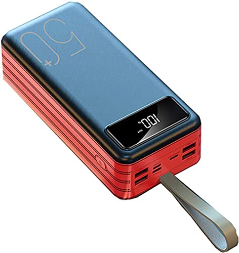 PowerBank, cargador portátil de 60000 mAh, batería externa de alta capacidad, pantalla LCD, 3 entradas, 4 salidas, USB, carga rápida, paquete de batería de capacidad portátil (1 pieza), negro, 60000