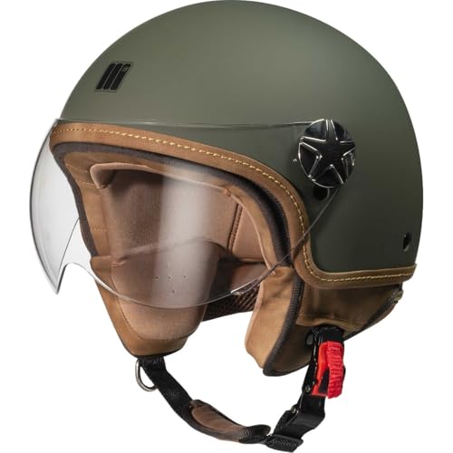 MONOCOLORE CASCO JET ANT VERDE OPACO TG XS MOTOCUBO - VISIERA ELICOTTERISTA BIANCO PERLA