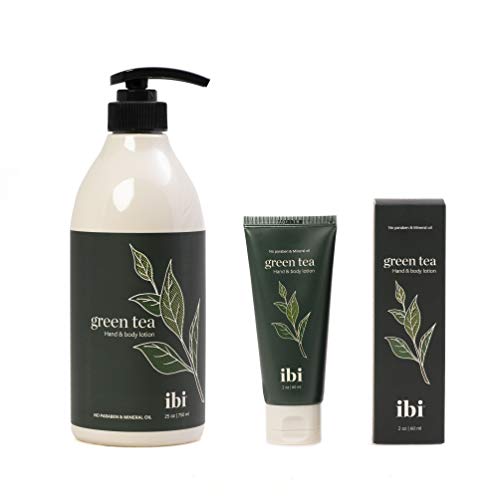 IBI Refreshing Green Tea Hand & Body Lotion | Includes 1 Green Tea Hand & Body Lotion (2 oz/ 60 mL) & 1 Green Tea Hand & Body Lotion (25 oz / 750 mL)