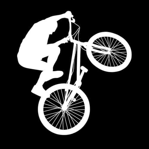 Vinyl-Wandaufkleber Fahrrad BMX Fahrrad Teenager Extremsportarten 36x39cm Karosseriedekoration Weiß
