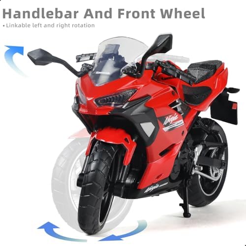Risopen 1:12 Scale Model Motorcycle for Kawasaki Ninja 400 Plastic with Diecast Motorcycle Model No Assembly Required Moto Mini Finished Motorrad for Adult Kid Boy (Red) - 2