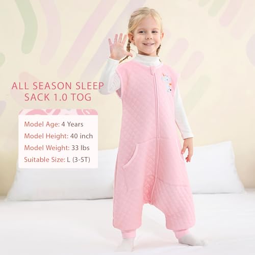 Image of WONDAY Toddler Sleep Sack with Feet, 1.0 Tog Lightweight Sleeping Sacks for Walking with Legs,12 Months 2T