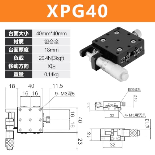 Mesa deslizante manual eje X XPG40 para corregir desalineaciones 2