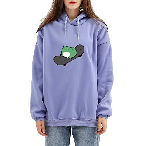 Amazon.com: KEEVICI Women's Cute Sweatshirts Frog Skateboard Long