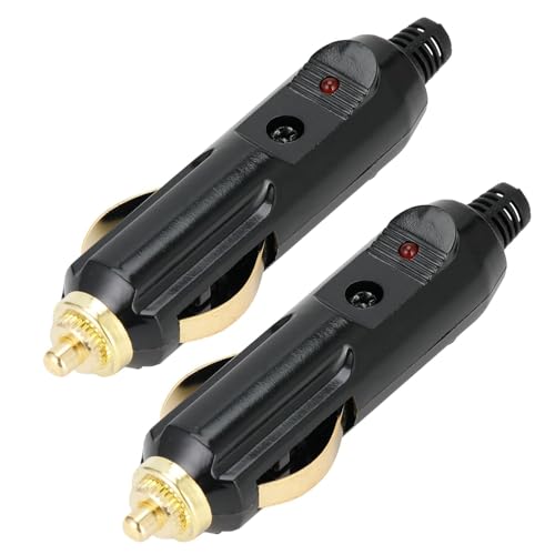 2 PCS 12V Universal Cigarette Lighter Plug Male 12V Cigar Lighter Plug Male with LED Indicator Full Copper Replacement Connector for Car Air Pumps Motorcycle Tractor