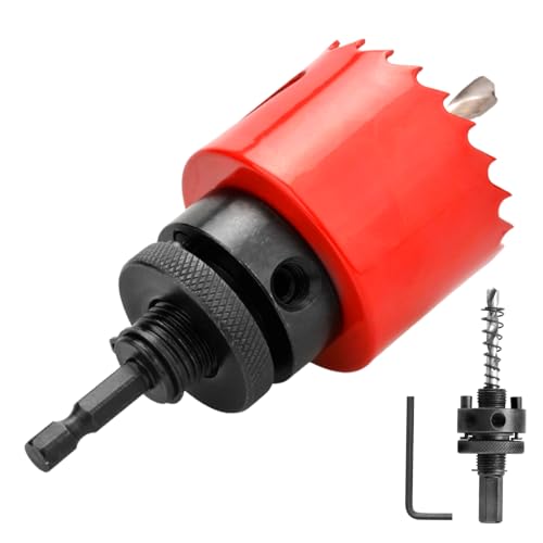 GUOQEE 48mm Hole Saw with Quick Change Arbor, Hole Drilling Cutter HSS BI-Metal for Wood Plywood, PVC, Drywall and Metal Sheet
