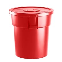 10 Gallon / 40 Liters Red Round Trash Can with Lid Commercial Trash Can Trash Bin Kitchen Garbage Can Waste Basket Bin Durable Waste Container Heavy-Duty Janitorial Can