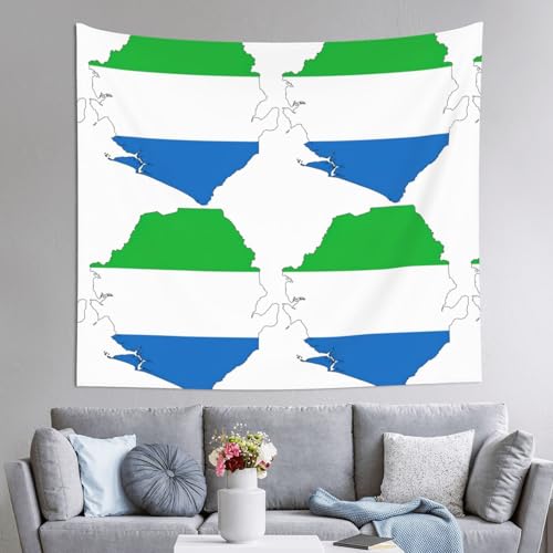 Tapiz de Sierra Leona 152 x 130 cm con impresión nítida de mapa para fondo decorativo de pared