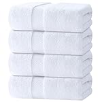 White Classic Luxury Bath Towels Set of 4 Large - 700 GSM Turkish Cotton Ultra Soft Bath Towels 27x54 | Highly Absorbent and Quick Dry | Hotel Towels for Bathroom Luxury, Plush Shower Towels, White