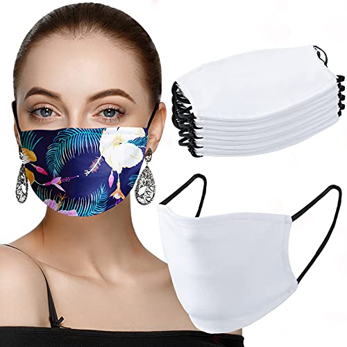 Geyoga Sublimation Face Coverings Blank Sublimation White Breathable Face Coverings for Protecting Nostrils and Face (8 Pieces)