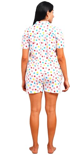 Image of Women's and Girls Cotton Printed Relaxed Night Suit Set of Top & Shorts Set II Sleepwear Set