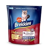  BREKKIES alimento para gatos con pollo y pavo rellenas de jamón bolsa 900 gr