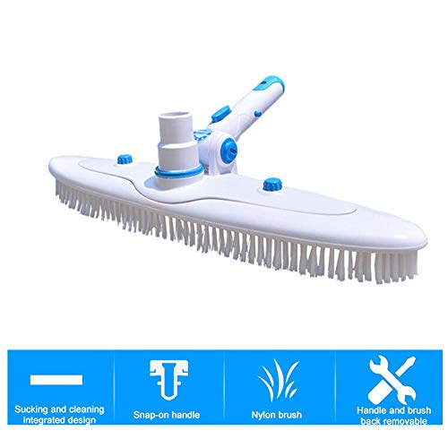Pool Brush Head, Swimming Pool Cleaning Brush Flexible Cleaner Pool Vacuum Head Clip Handle Clean Easily for Walls Tiles and Floors Effortlessly Strong Bristles