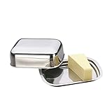 Appétissant et bien conservé : le beurrier avec couvercle VISION en acier inoxydable 18/10 brillant conserve le beurre frais et aromatique, a une longue durée de vie et apporte une élégance intemporelle sur chaque table de petit-déjeuner.