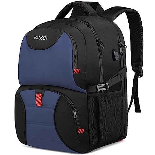 Mochila Hombre Grande 50L, Mochila Portatil 17 Pulgadas Mochila Ordenador Portatil Impermeable Mochila Almuerzo para Trabajo con Puerto USB Bolsa para Negocio Trabajo Diario Viaje Escolares - Azul