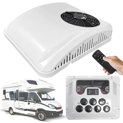 Aire acondicionado de techo para vehículos recreativos y comerciales, ultrafino, bajo nivel de ruido, ahorro de energía, conversión de frecuencia inteligente, frío y calor, 48 V