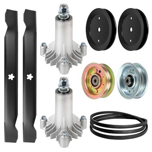 42 Deck Rebuild Kit Compatible with Hu-sqvarna LT130 YTH150 Craftsman LT1000 LT2000 LT4000 LTX1000 Lawn Mower 2 Spindle 130794 2 Blade 134149 4 Pulley 153535 173437 173438 1 Belt 144959