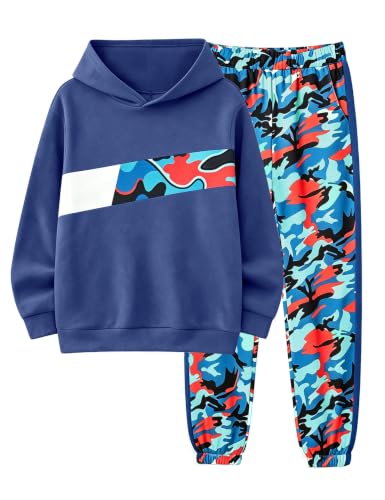 Image of Boys Clothes Boy Outfits 2-Piece Long Sleeve Hoodie and Camouflage Pants Boys Fall Winter Clothes for 6-16 Years