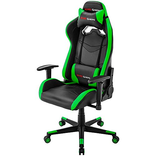 Mars-Gaming-MGC3BG-Silla-Gaming-Ergonomica-Cojin-Lumbar-y-Cervical-Verde