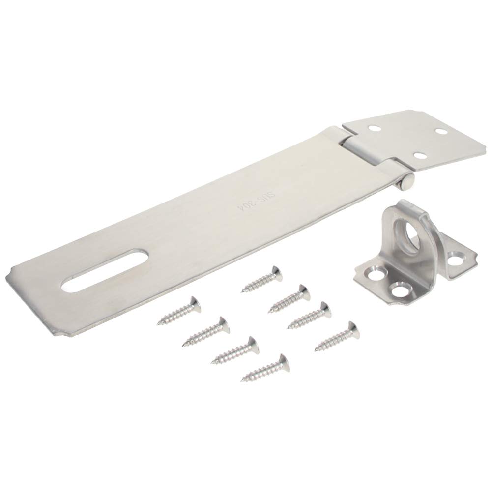 MroMax 1Pcs 200mm Padlock Staple Safety Hasp Door Clasp Gate Lock Latch 304 Stainless Steel Brushed Finish
