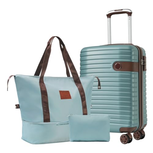 Luggage Sets 3 Piece Carry on Luggage 22x14x9 Airline Approved, Lightweight Hardshell ABS Suitcases with Wheels, 20 inch, Blue2