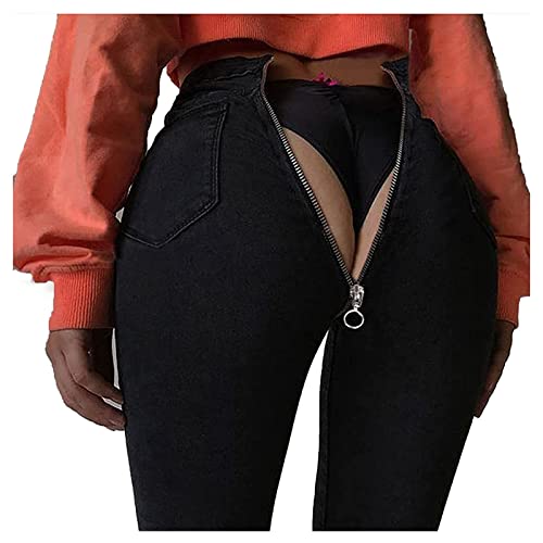 Bsdsl Sexy Damen-Jeans mit Reißverschluss hinten, Jeans mit hoher Taille...