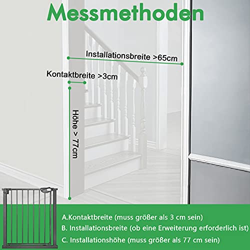 UISEBRT Türschutzgitter Ohne Bohren Treppenschutzgitter für Kinder 95-105cm breit, Auto-Close Baby Schutzgitter Metall Gitter Schwarz