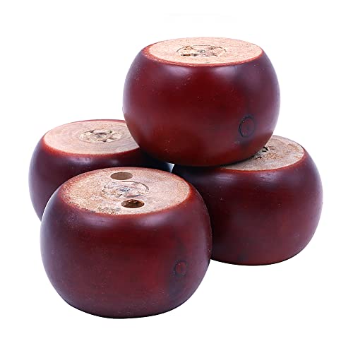 Shiwaki Pack of 4 Red-brown Furniture Legs Wooden Round Bun Feet 3in Dia 2in Tall Replacement for Sofa Chair, Loveseat, Dresser Foot - Image 2