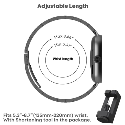 BDIG Stainless Steel Replacement Bracelet, Adjustable Buckle Strap for Xiaomi Redmi Watch 4/Xiaomi Mi Band 8 Pro, Black, Silver, 220mm - Image 4