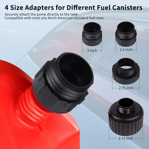 Fuel Transfer Pump (3.2GPM) with Auto-Stop Sensor, 51" Hose Automatic Gas Pump Transfer with 4 Gas Can/Racing Can Fittings, USB and Battery Powered Portable Siphon Pump for Oil, Gasoline, Diesel by Eazy2hD - Image 5