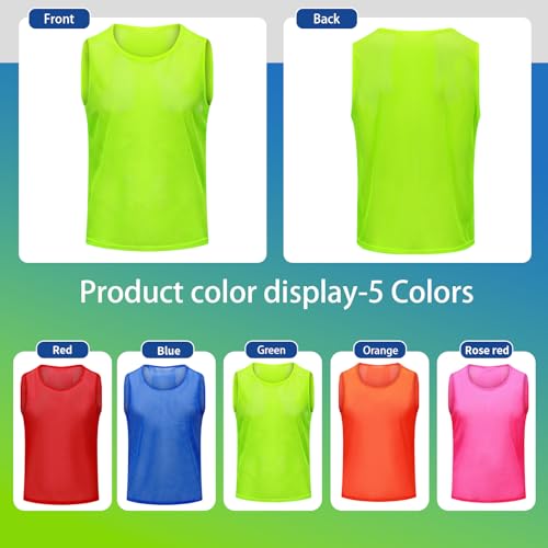 Image of 12 /24 /48Pcs Soccer Pinnies Youth, Scrimmage Team Practice Vests | Mesh Printed and Unprinted Numbers Team Pennies for Basketball Soccer Football Bibs Adults Kids