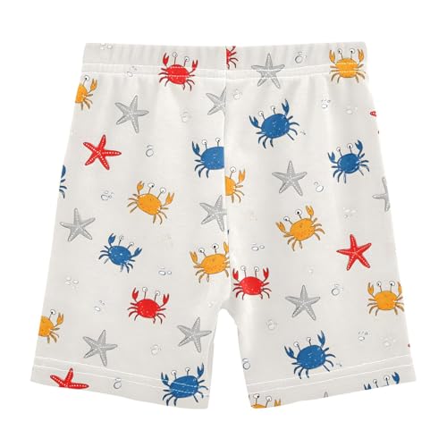 Tiny Crabs Starfish Pattern Girls Shorts Elastic Waist Sports Shorts Girls Leggings Pants for 4-10 Years2