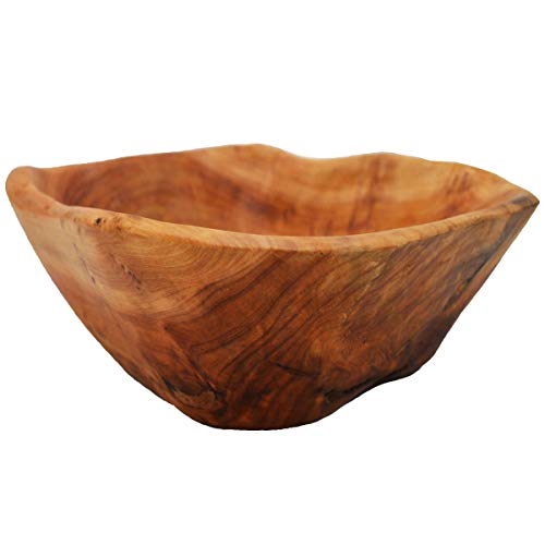 YUZENET Wooden Bowl Natural Root Wood Crafts Bowl, Hand Carved Salad and Fruit Serving Bowl (10-12")