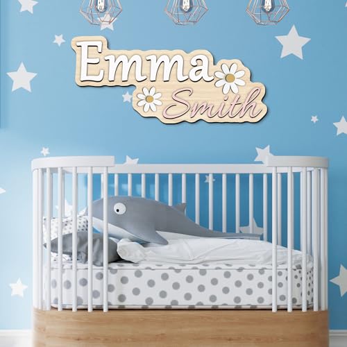 Personalized Wood Name Sign for Nursery or Kids Room - Custom Baby Name Sign for Wall - Personalized Name Decor, Wooden Wall Decorations