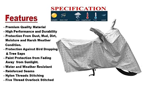 Image of Auto Hub Waterproof Bike Cover Compatible with Splendor Plus Dustproof, UV Protection Two Wheeler Bike Splendor Plus Cover - Metallic Silver
