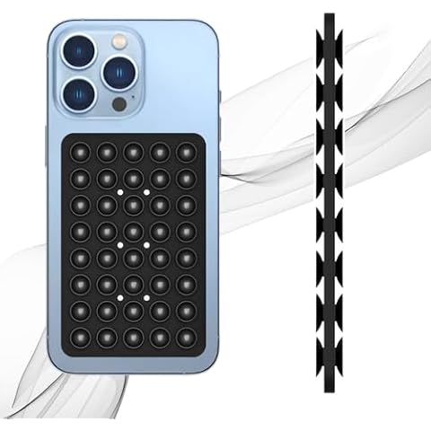Douple Side Silicone Suction Phone Case Adhesive Mount, Suction Phone Case Mount for iPhone and Android, Hands-Free Sticky Cell Phone Grip, Mobile Fidget Mirror Holder for Selfies and Video (Black) Cover