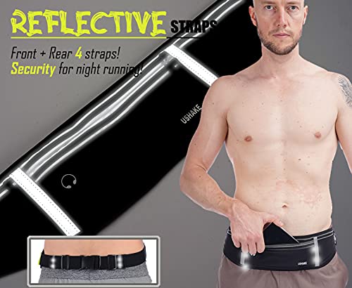 Image of USHAKE Slim Running Belt, Workout Fanny Pack for Men Women,Exercise Waist Pack for Apple iPhone Holder, Runner Belt for Running Walking Cycling Camping Gym