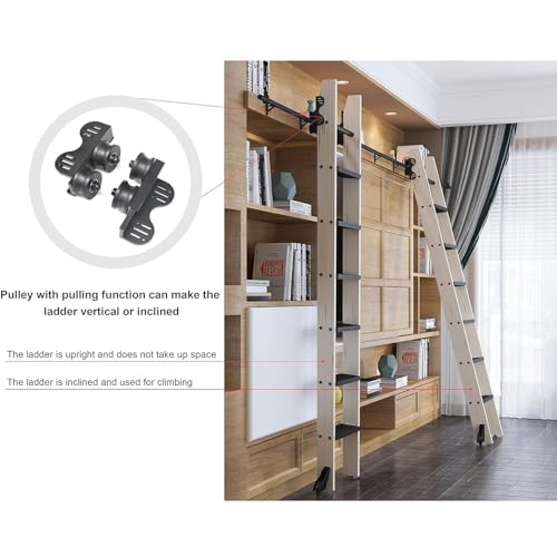 Matériel roulant extensible pour échelle de bibliothèque noire de 600 cm