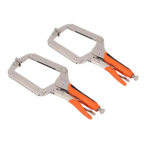 2Pcs C Camp Locking Pliers, Heavy Duty Welding Clamps with Rotating Pads, Adjustable Clamping Accuracy, Wide Opening Jaw Welding Vise, Grip Pliers for Woodworking and Welding (14